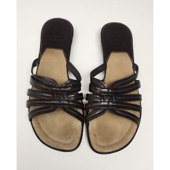 Cole Haan Air Kaitlin Women's Dark Brown Leather Slide Sandals Shoes Size 10AA - Picture 1 of 12